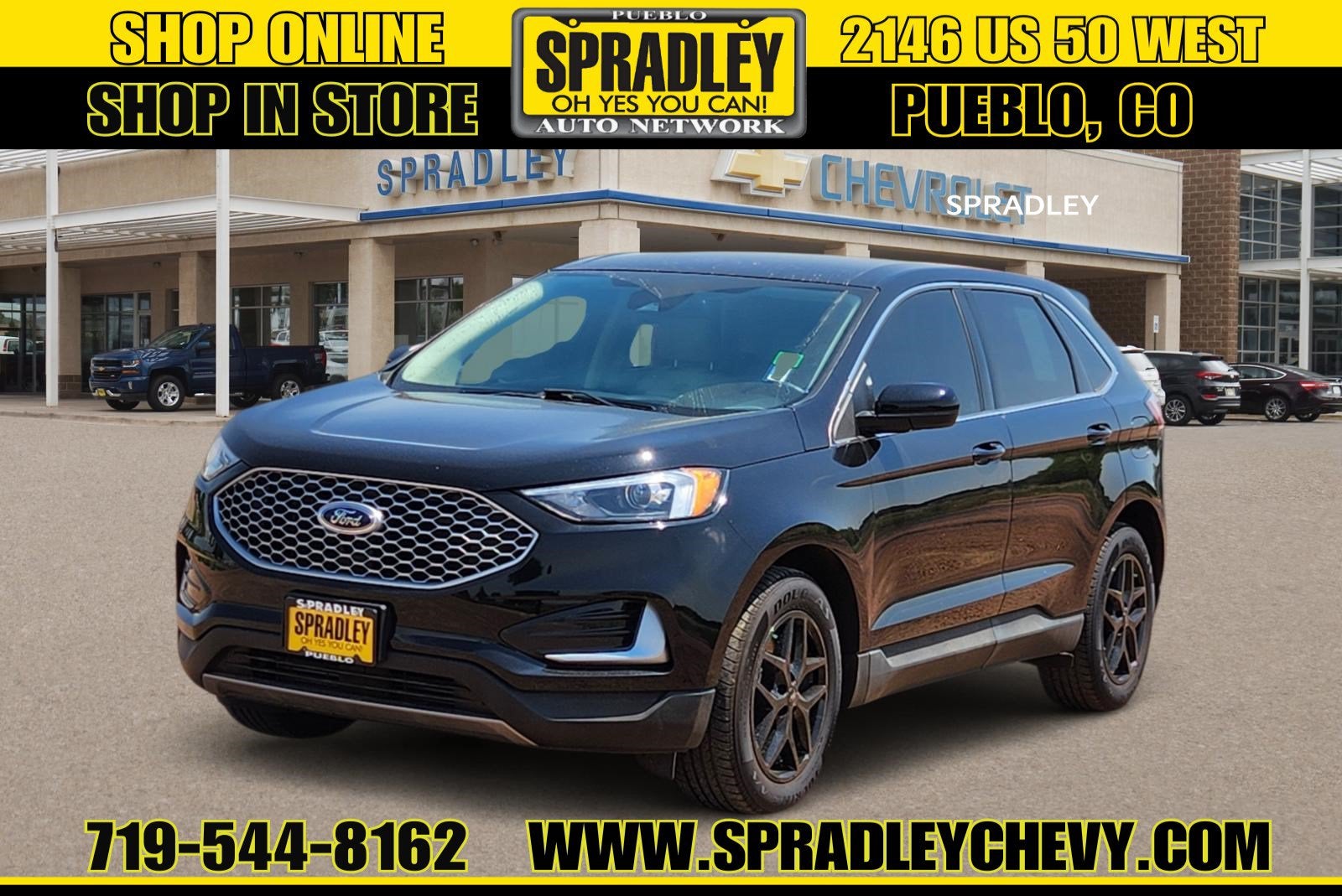 2024 Ford Edge SEL in Black — front three-quarter view
